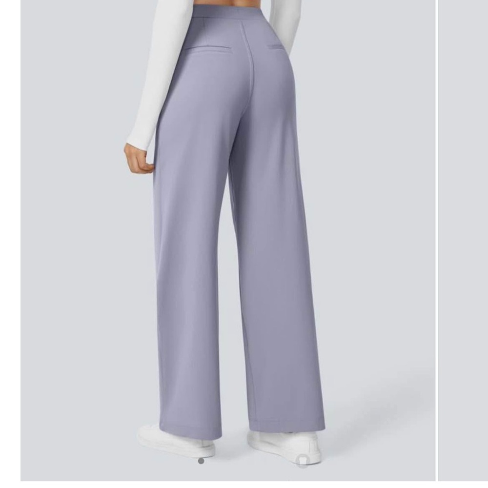 Purple Wide Leg Pants with High Waist and Flowing Silhouette